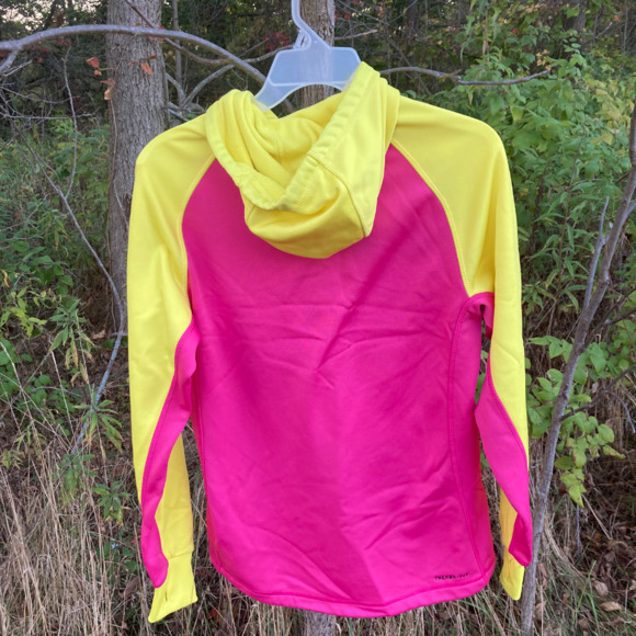 Sz S Pink/Yellow Nike Therma-Fit hoodie EUC Jrs/Teens/Young Women! Cozy! - Picture 3 of 3